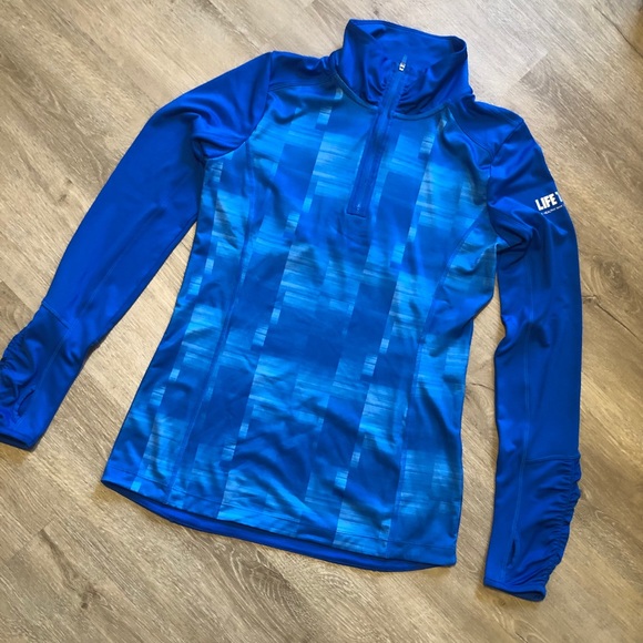 MPG Tops - MPG Half Zip Blue Running Shirt Long Sleeve